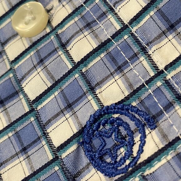 ~ Wrangler XL George Strait Cowboy Cut Collection Button-Down Shirt Blue Plaid - Picture 2 of 14